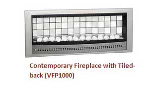Contemporary Fireplace VFP1000 - tiled back